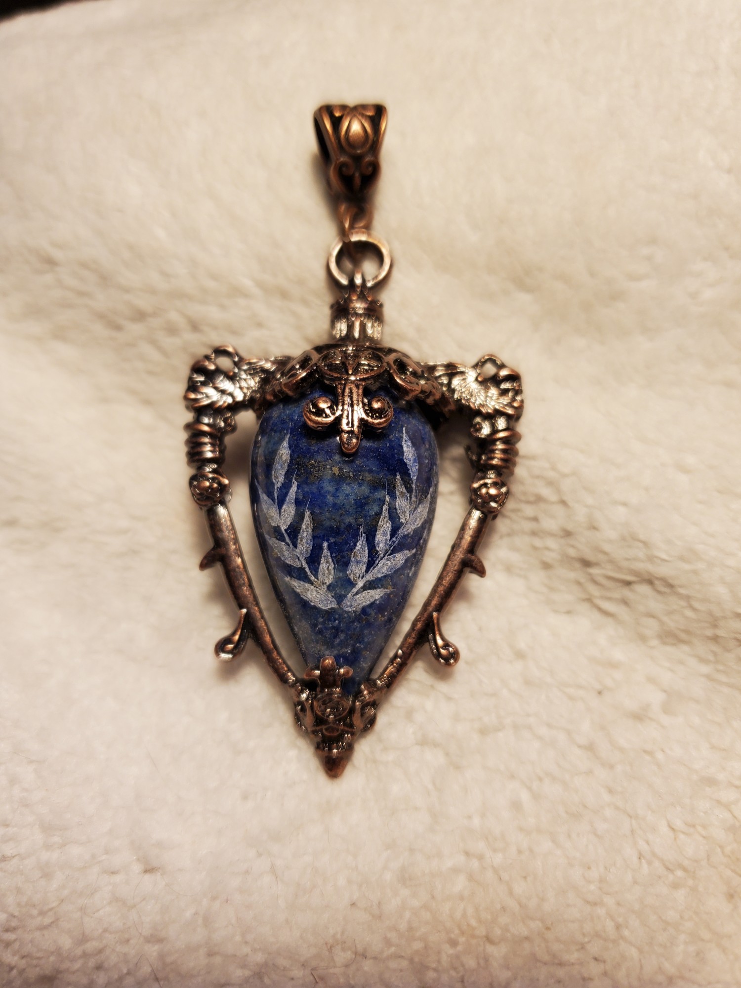 Laurel Intaglio Drop Spindle Pendant