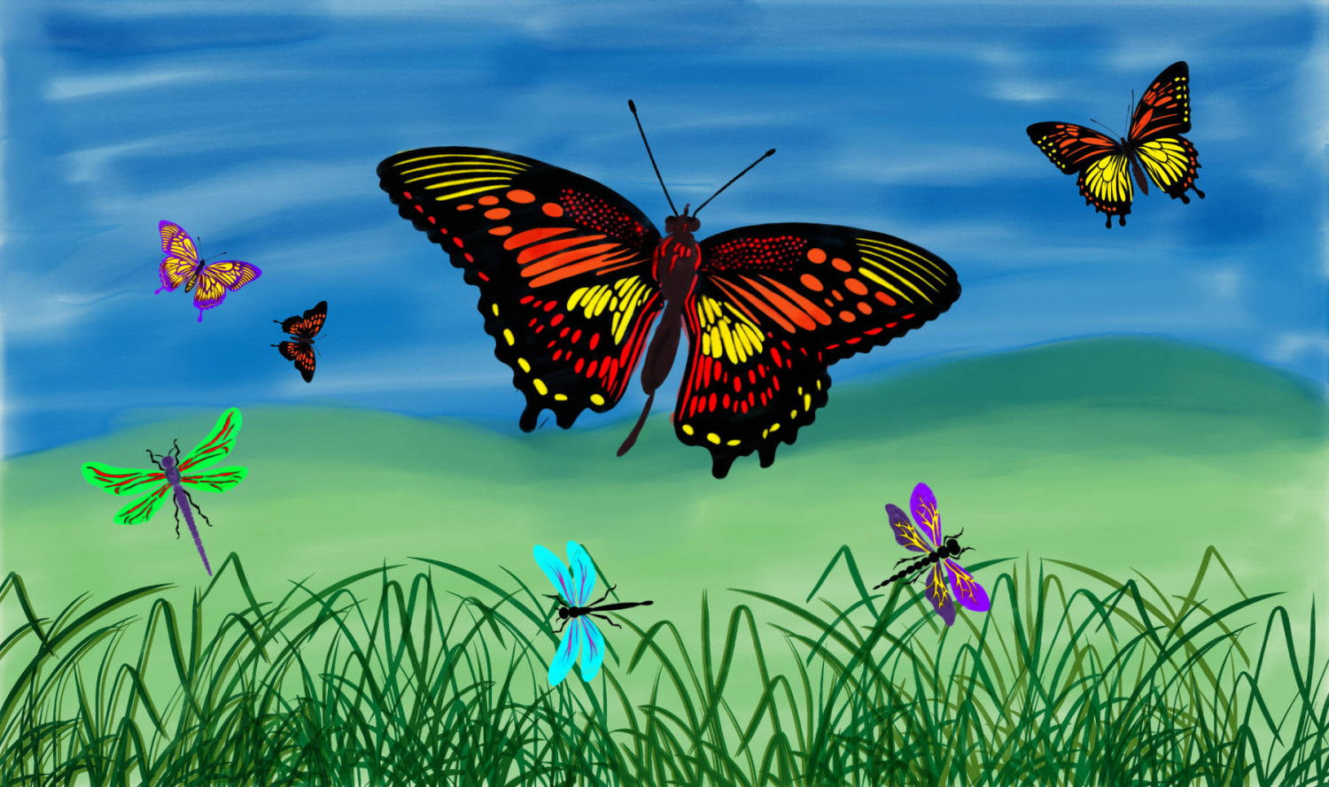 Some Flutterbyes and Dragonflies Digital Print