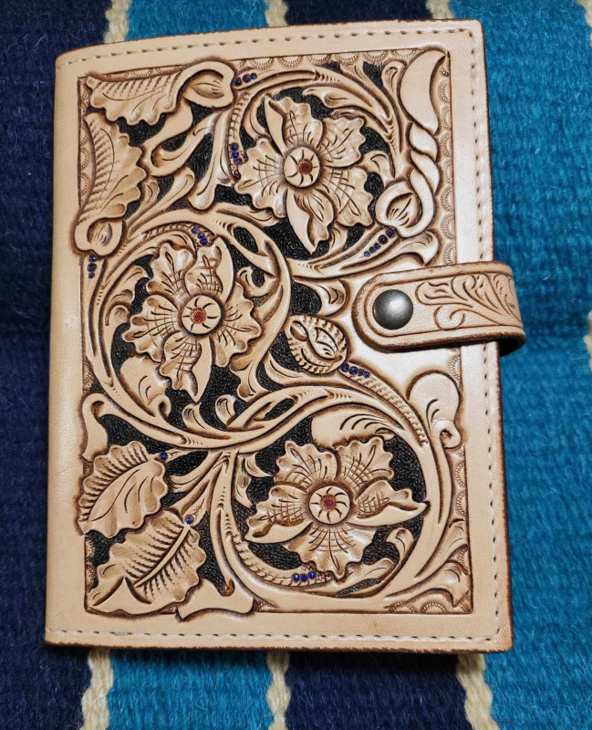 Hand Carved Leather Notepad Cover