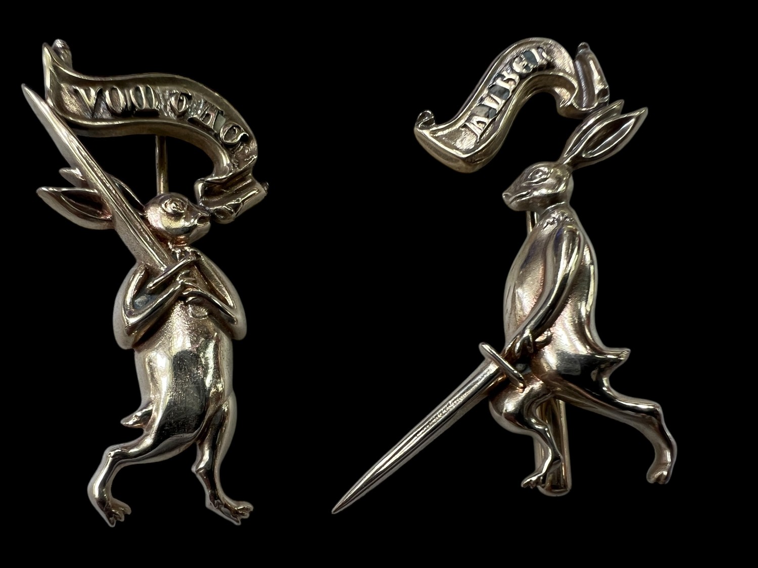 German Medieval Swordsmen Bunny Pins (Marginalia)