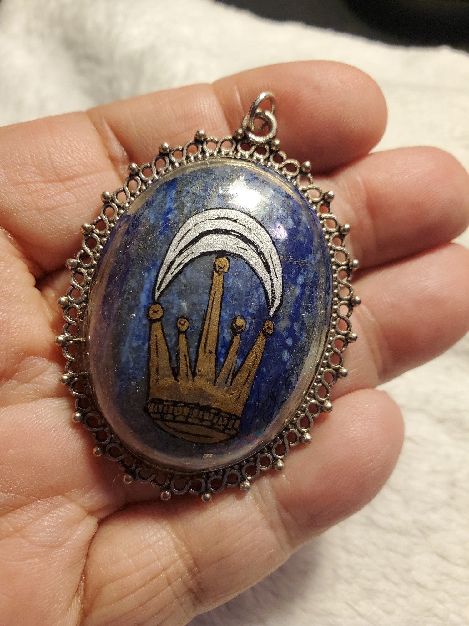 Silver Crescent East Kingdom Lapis Lazuli Pendant