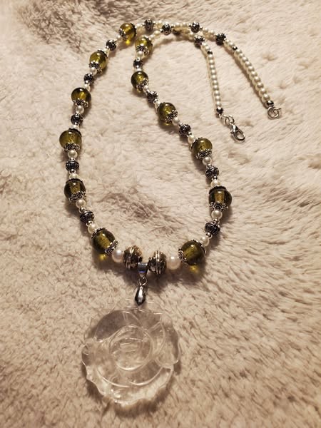 Murano Glass Rose Necklace