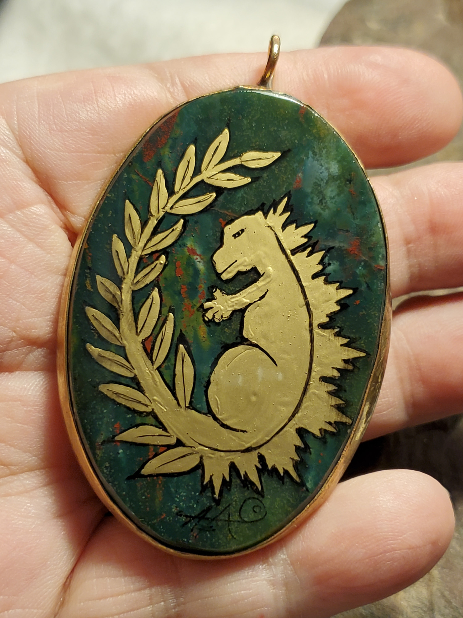 Laurel Godzilla Bloodstone Pendant