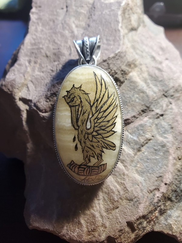 Pelican in Jasper and Sterling Silver