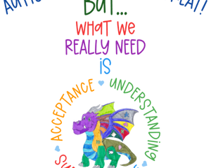 Autism Acceptance Dragon cotton T-Shirt