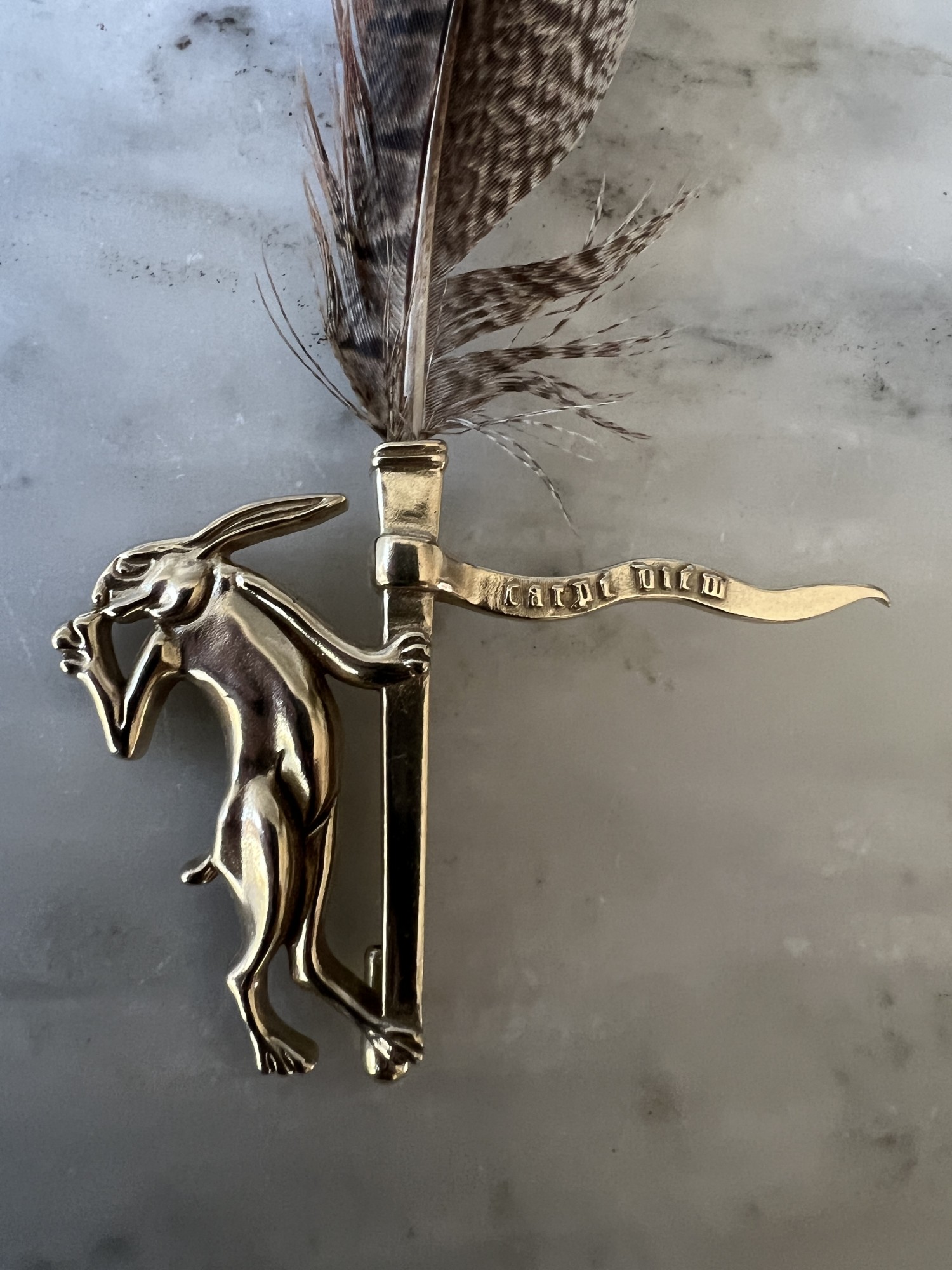 Battle Bunny #7 - 13th century - Carpe Diem Small Plume-Holder Bunny - Medieval-Style Pin - Bestiary