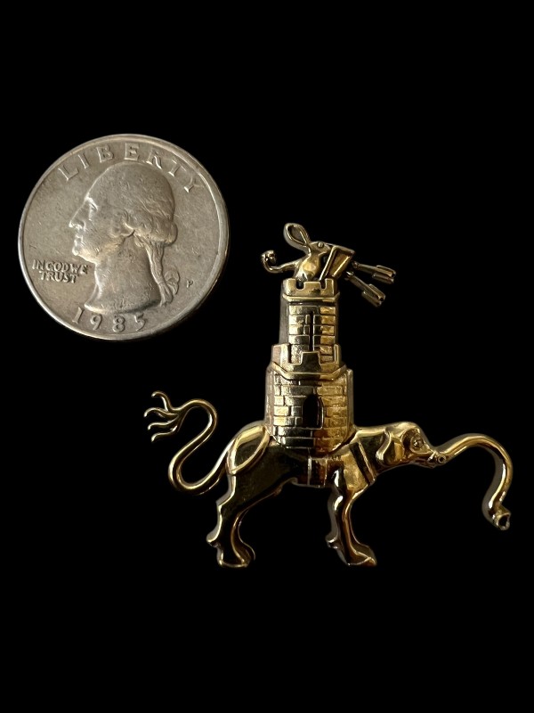 Battle Bunny #6 - 13th century - Bunny Elephant Tower - Medieval-Style Pin - Bestiary