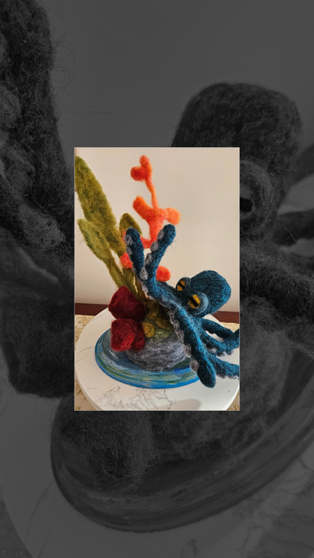 Needle felted octopus sculpture