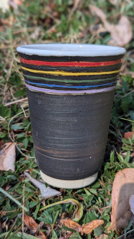 Rainbow striped cup