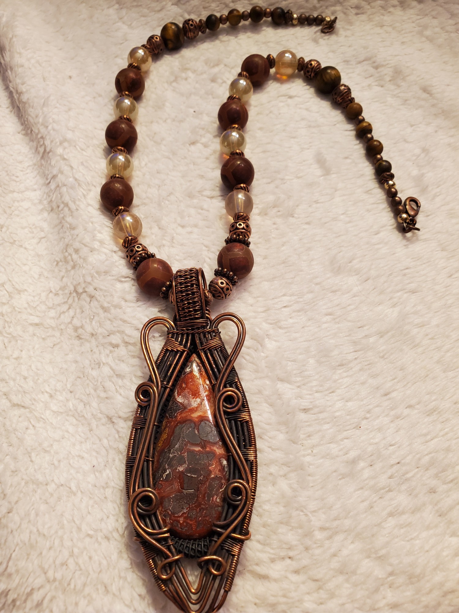 North African Jasper Copper Statement Necklace