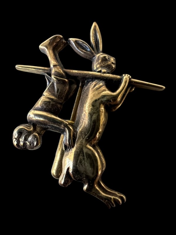 Battle Bunny #8 - 13th century - Human Captive Bunny - Medieval-Style Pin - Bestiary