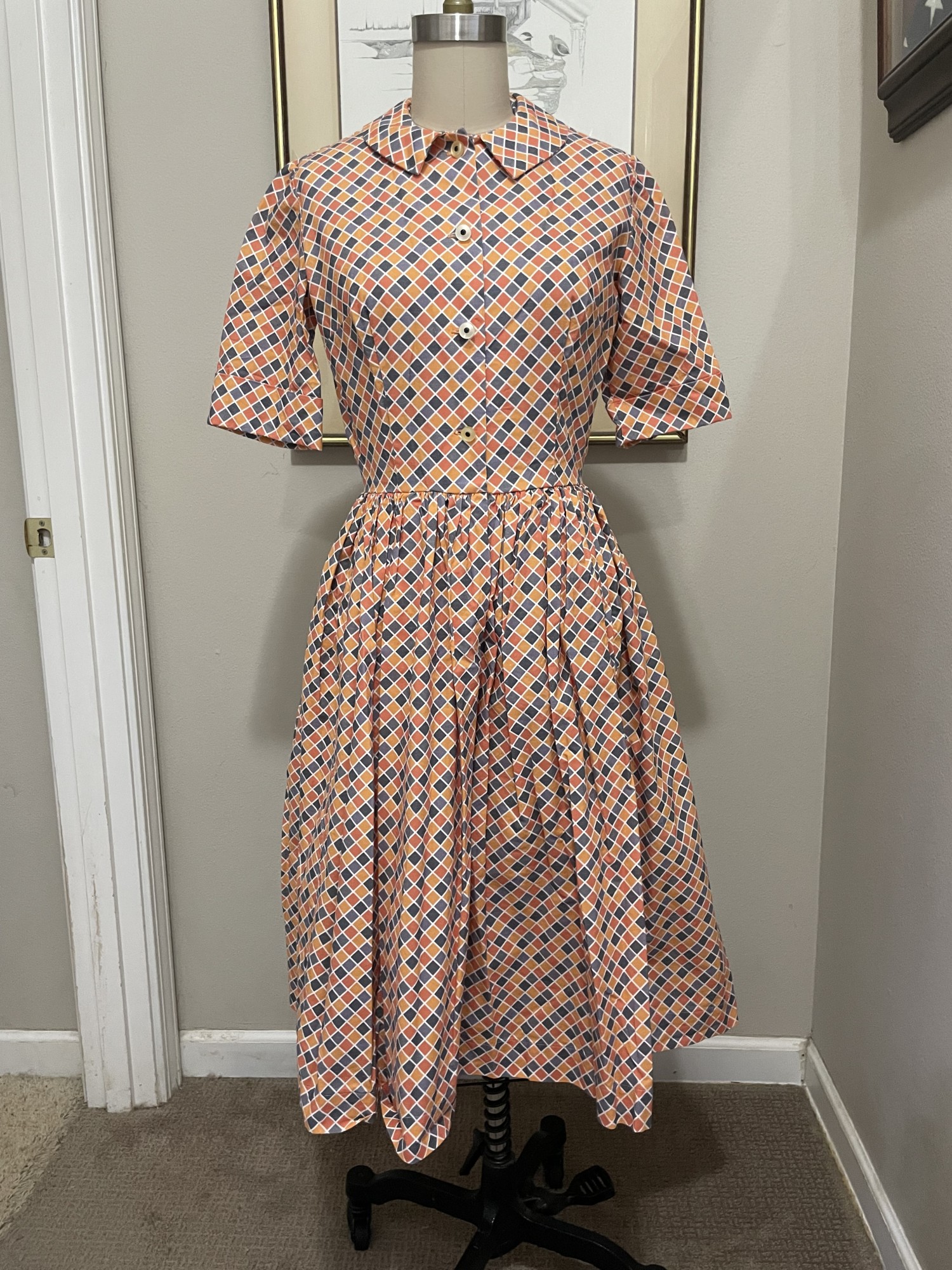 Diamond Print Vintage Style Dress