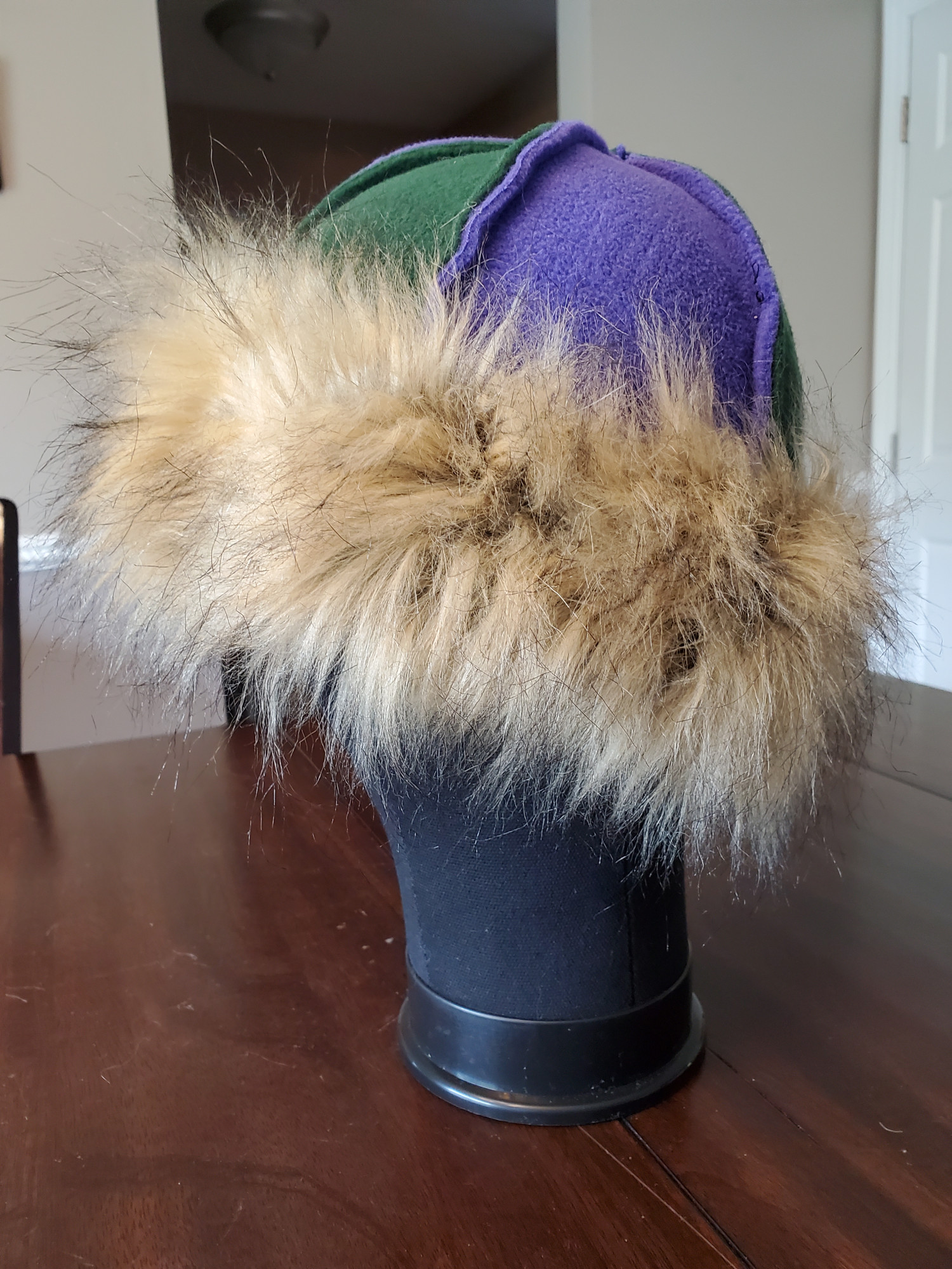 Viking Birka Hat Purple Green Polar Fleece Small