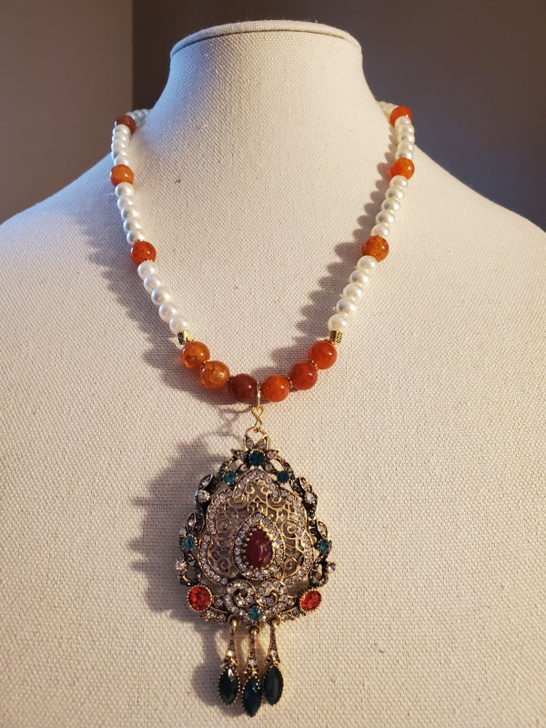 Fire Agate Pearls Turkish style Necklace