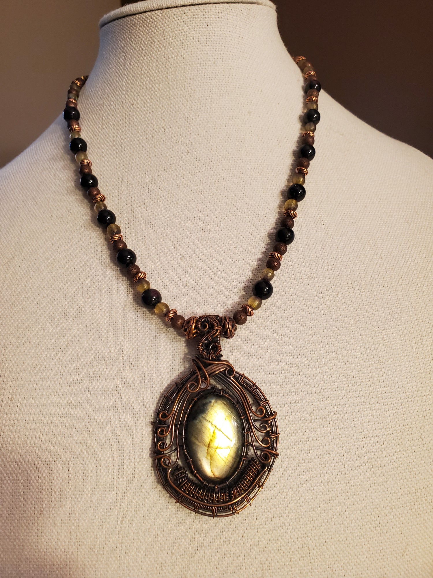 Green Flash Labradorite Copper Necklace