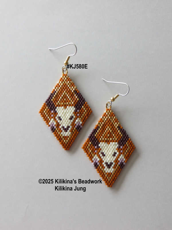 Bull Skull Earrings - Beaded Bull Skull Earrings - Native American Style Beaded Earrings - Made by Kilikina
