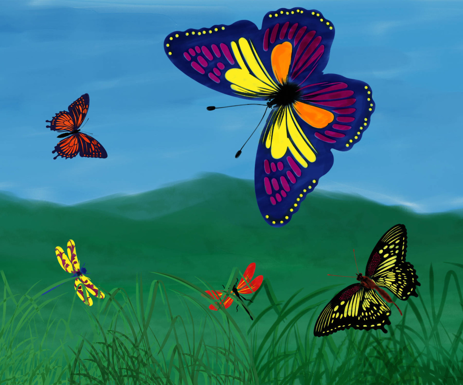 Still More Flutterbyes and Dragonflies Digital Print