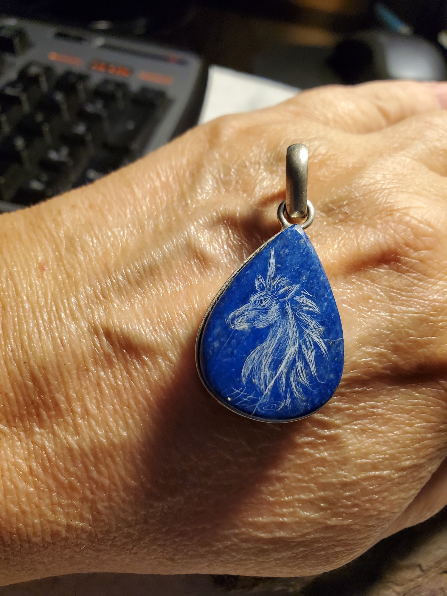 Unicorn Intaglio in Lapis Lazuli and Sterling Silver