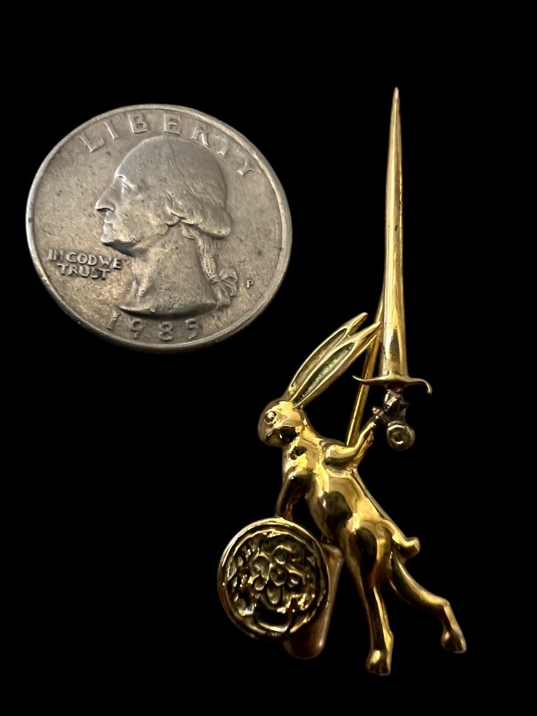 Battle Bunny - 13th century - Really Long Sword Bunny - Medieval-Style Pin - Bestiary