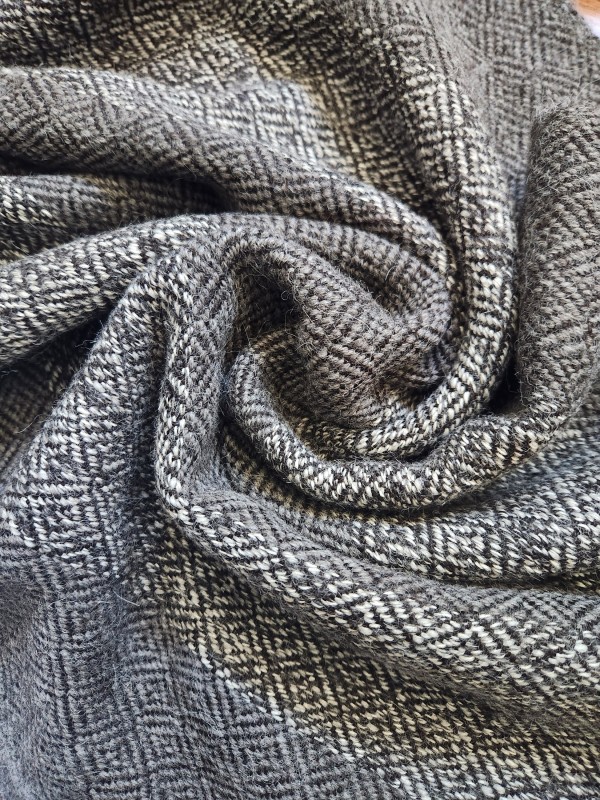 Grey Tweed Black Shawl ***100% Alpaca***