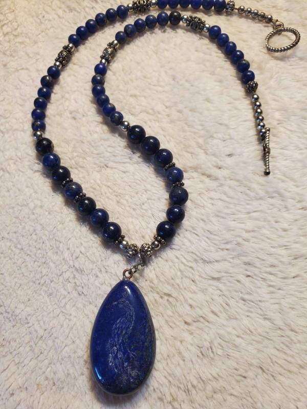 Peacock Intaglio Lapis Lazuli Necklace
