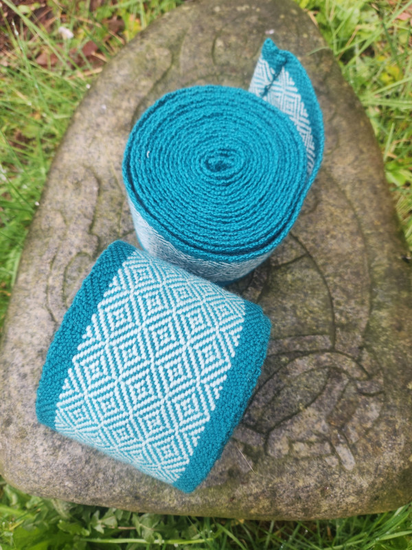 Drk Teal and Lt Green Wicklbandr/Winingas 100% Wool