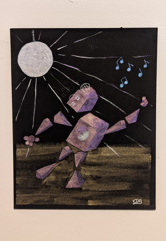 "Disco Bot Mark III" Watercolor Painting