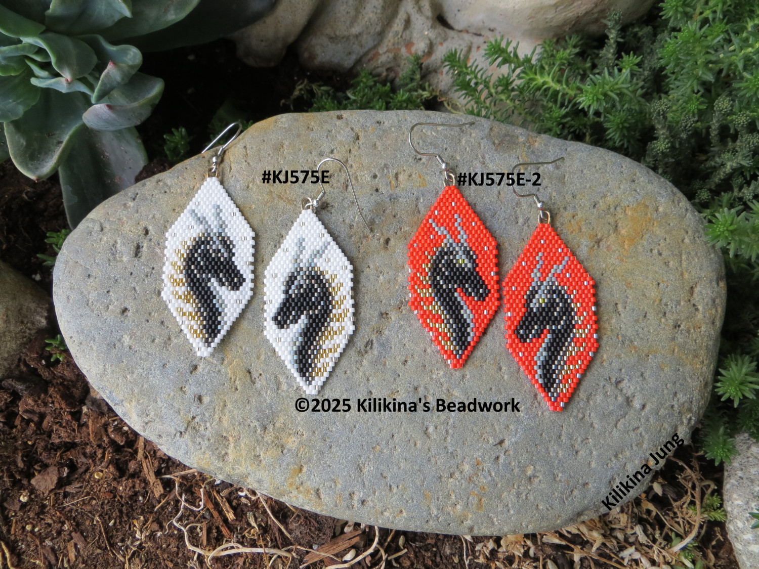 Dragon Earrings, Native American Style Beaded Dragon Earrings, Made by Kilikina