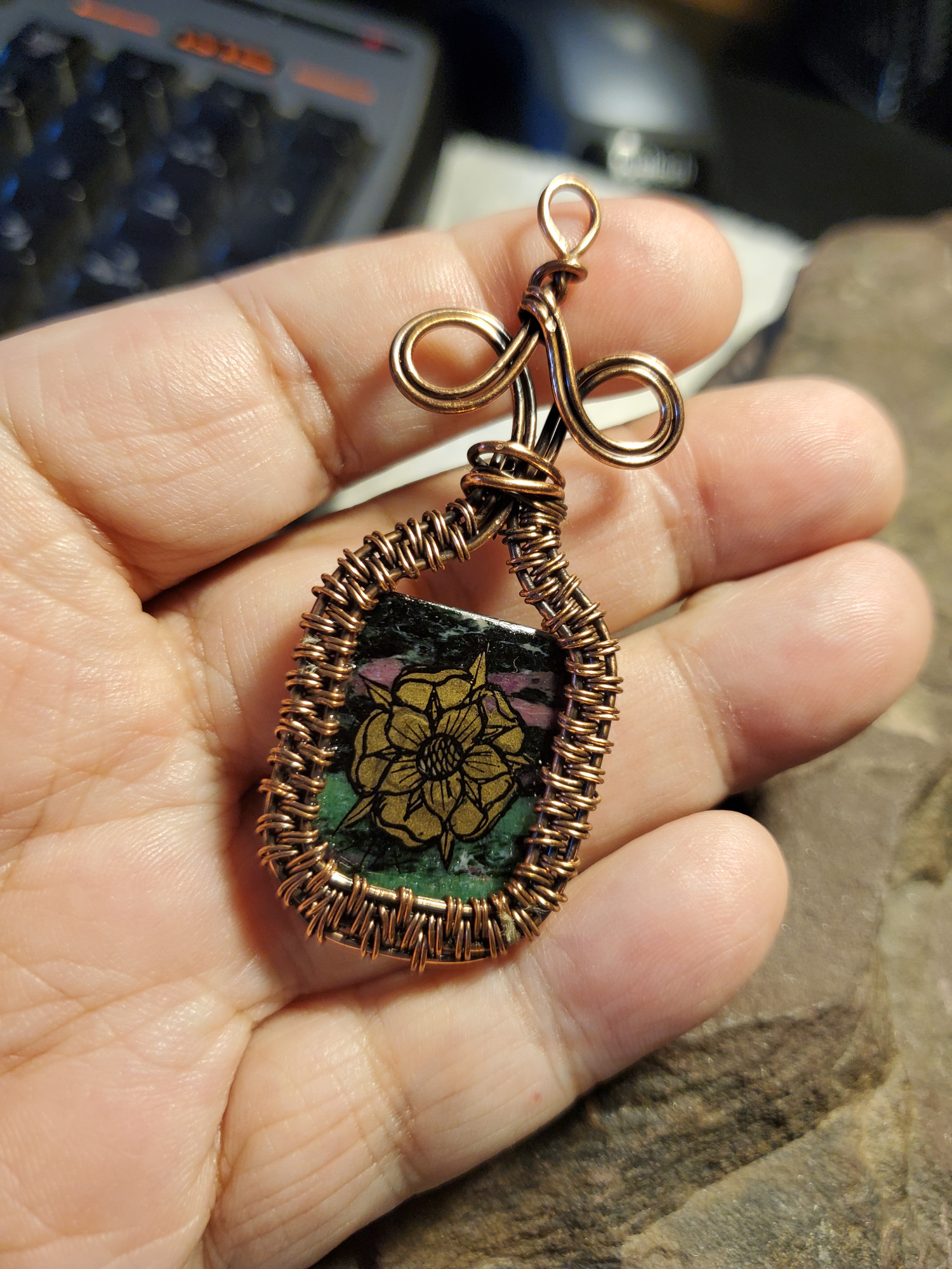 Tudor Rose in Copper Pendant