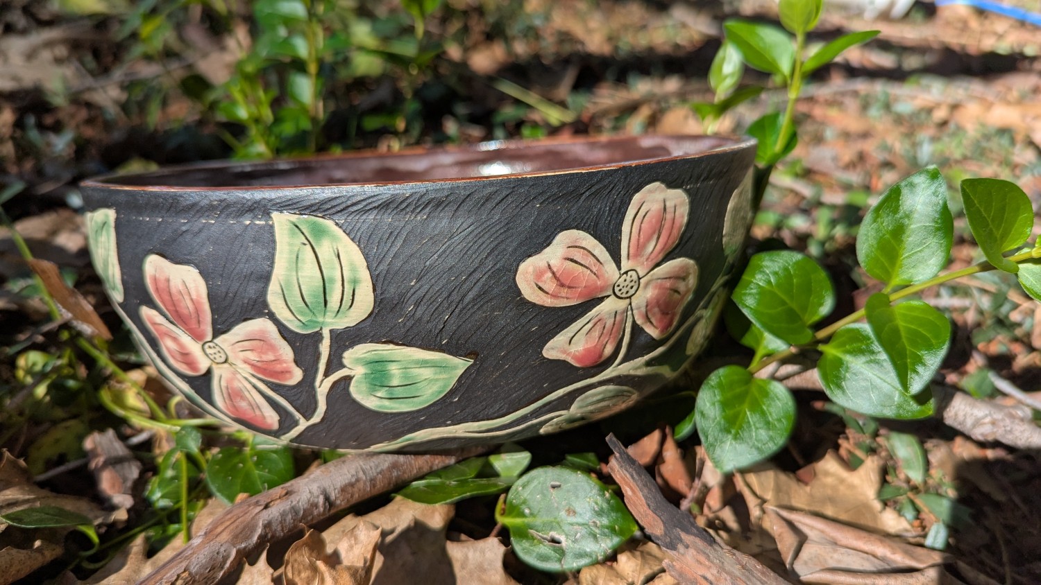 Sgraffito Dogwood Bowl