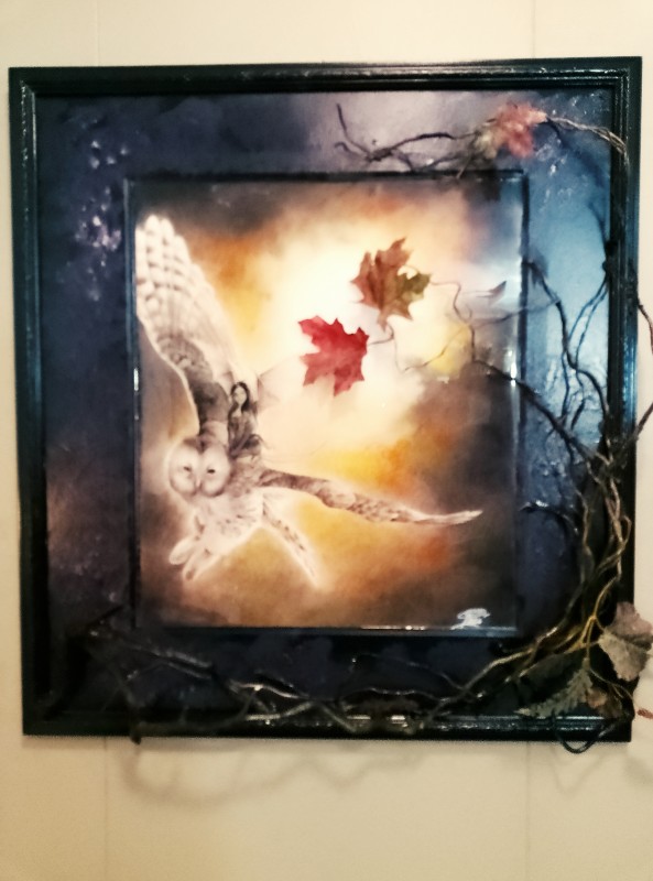 Owl and Fairy colored pencil original