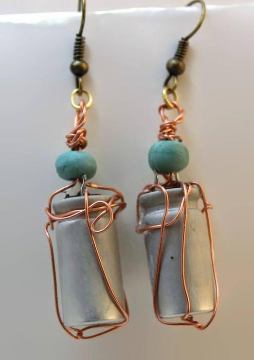 Wire wrapped capacitor earrings