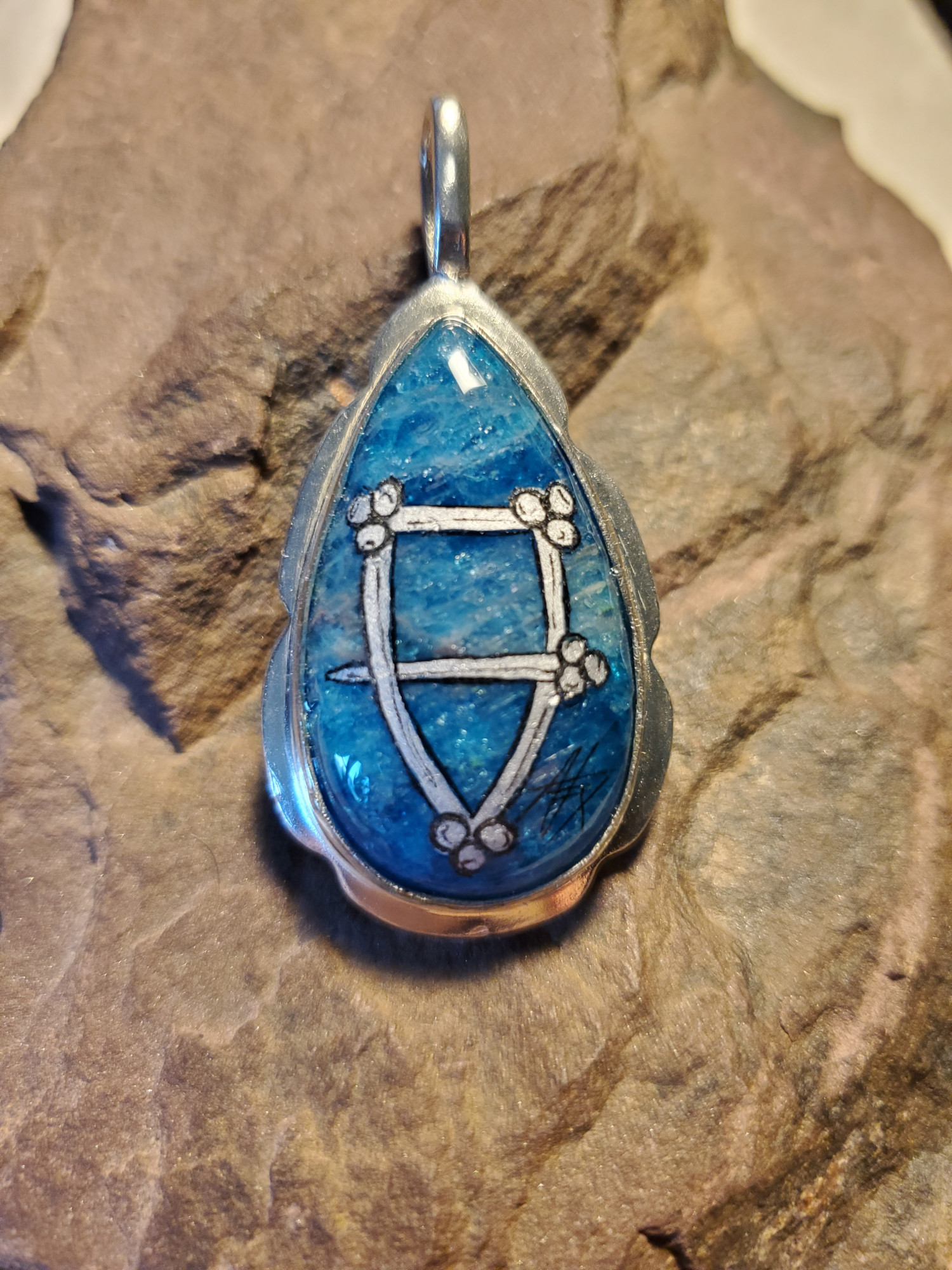 Silver Brooch Larimar Sterling Pendant