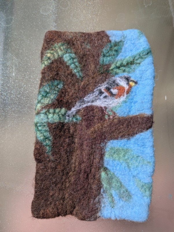 Brambling Finch 100% Wool Hot pad