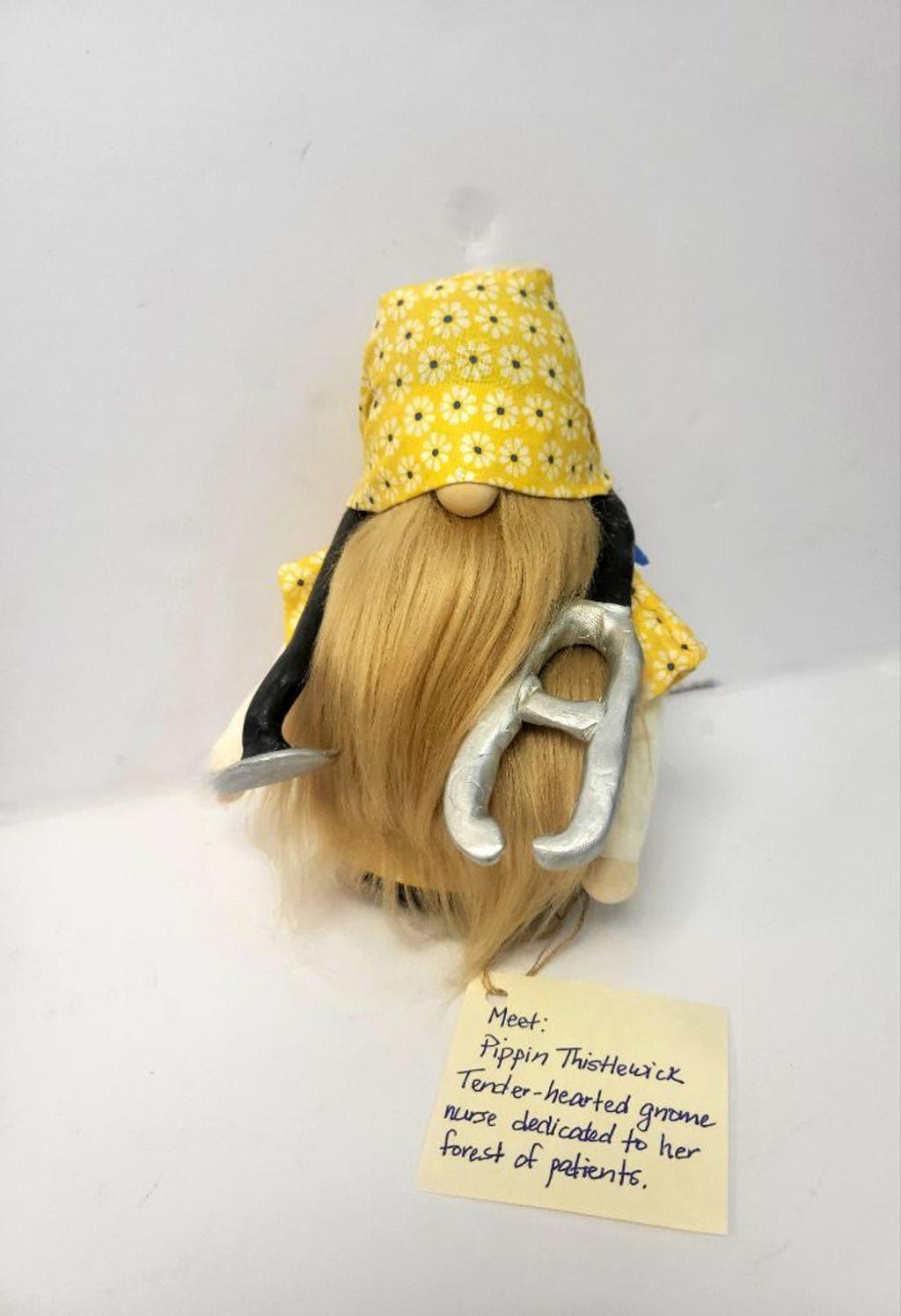 Nurse Gnome Gift for RN LPN CNA - Shelf Sitter Gonk with Stethoscope - Handmade