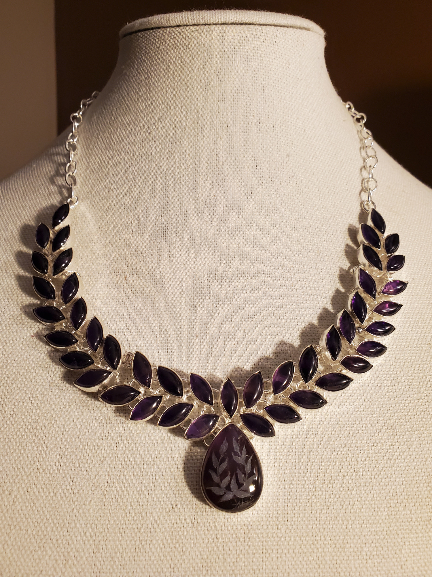 Laurel Amethyst Sterling Statement Necklace