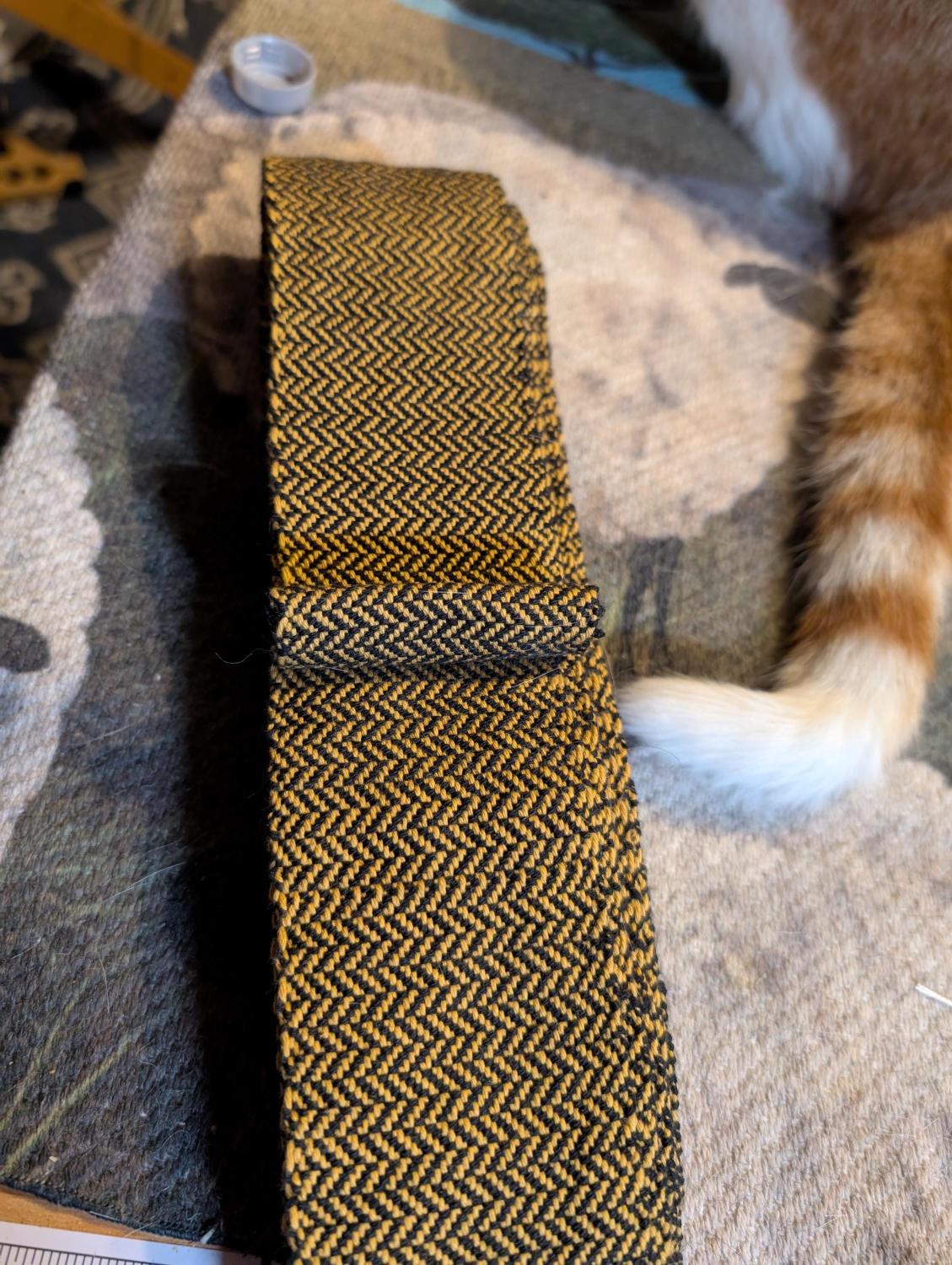 Hand Woven Cotton Leg Wraps, Gold Black Herringbone, Viking Winingas