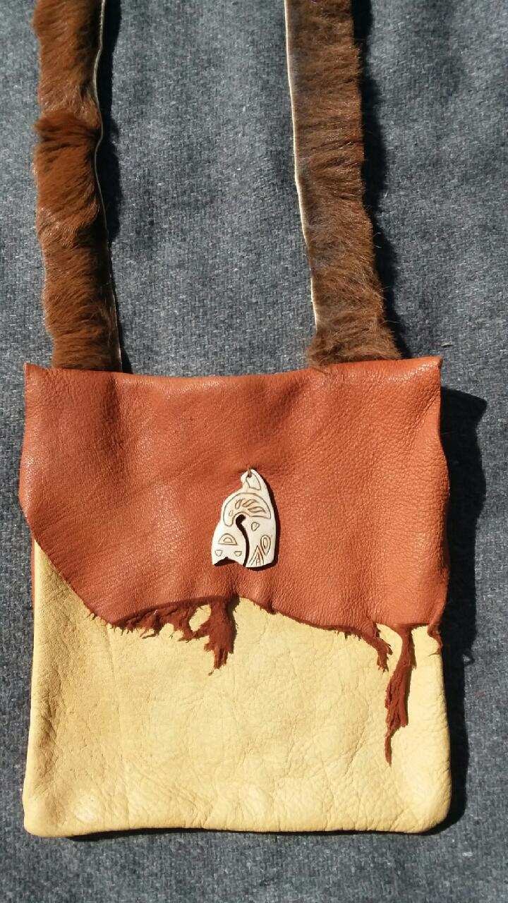 New handstitched Elk Hide leather crossbody pouch with Calf Hide strap