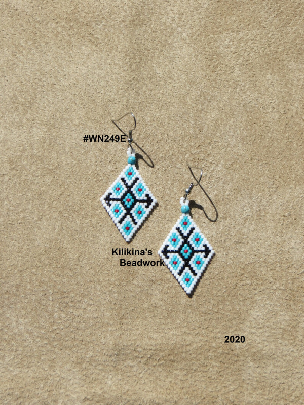 Navajo Rug Beaded Earrings - Native American Indian Style Beaded Earrings - Navajo Rug Earrings - Made by Kilikina