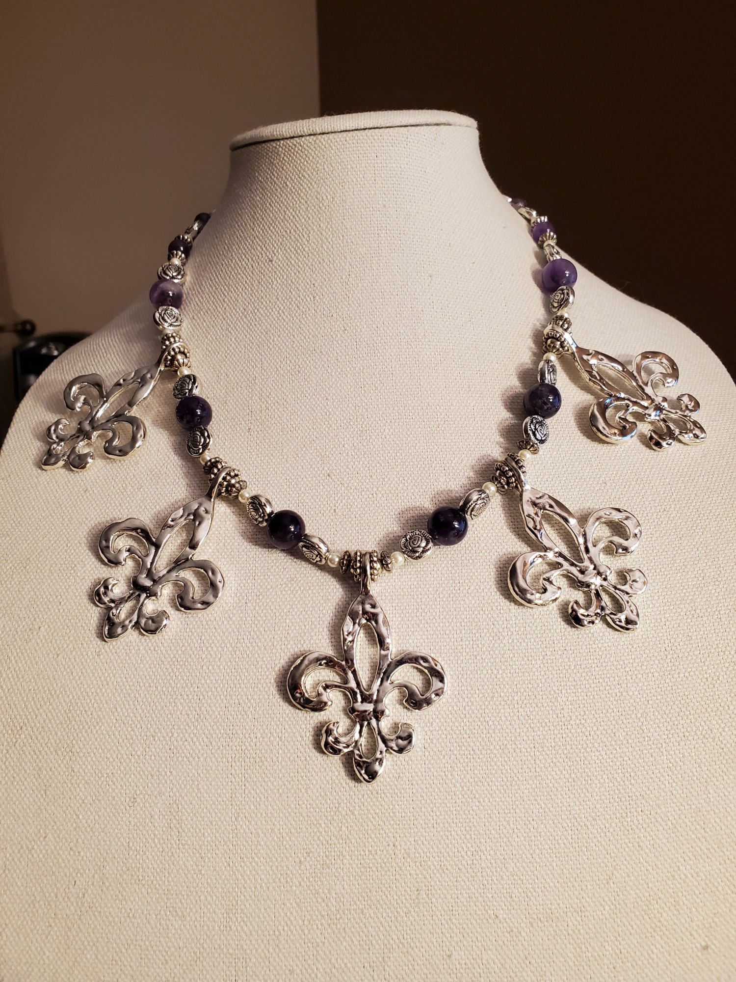 Fleur de Lis and Roses Statement Necklace
