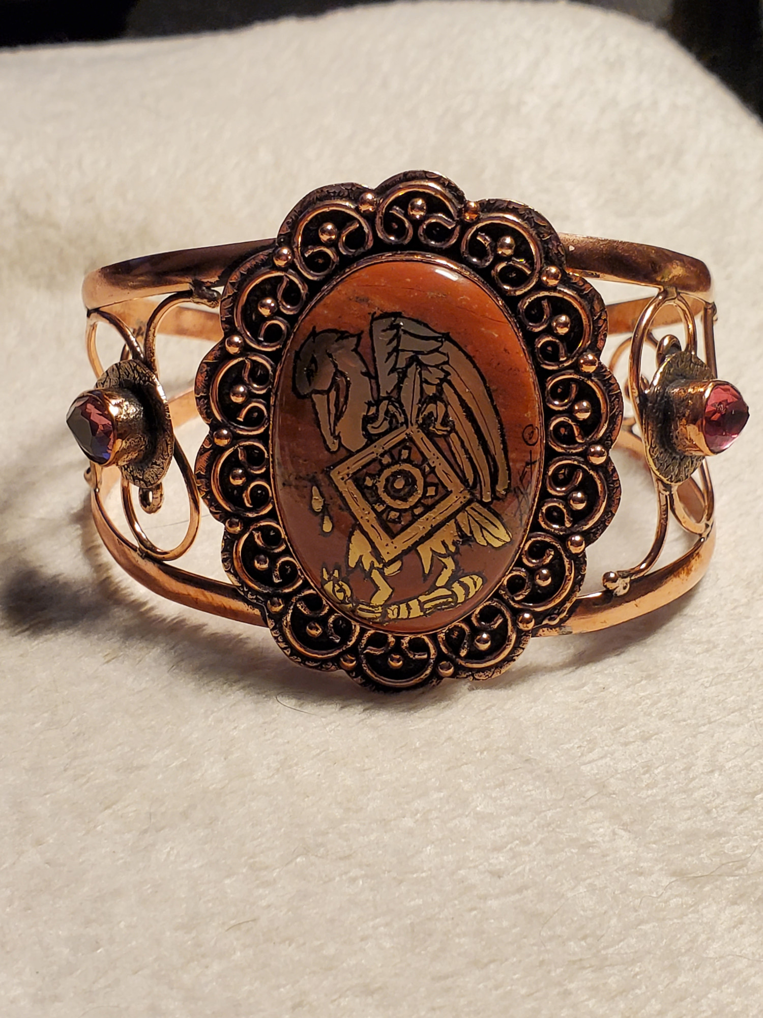 Pelican Mark Jasper Copper Cuff Bracelet