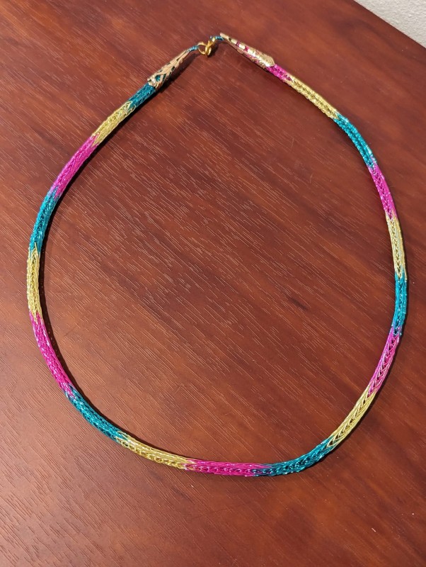 Pansexual pride Norse wire weave necklace