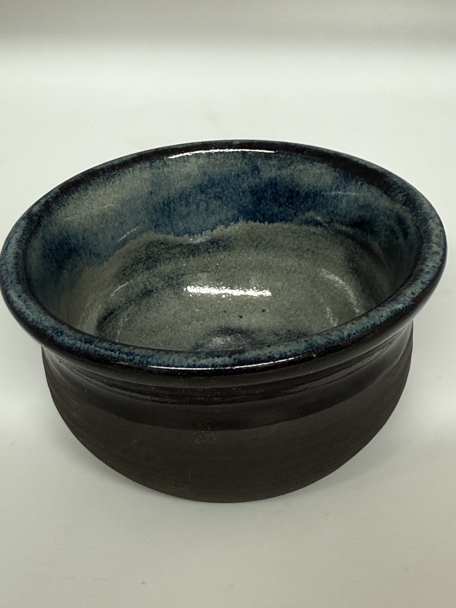 Black Clay Bowl with Blue Glaze