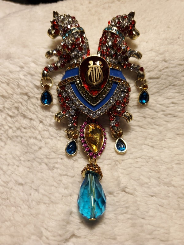 Harp Gold Leaf Enamel Brooch