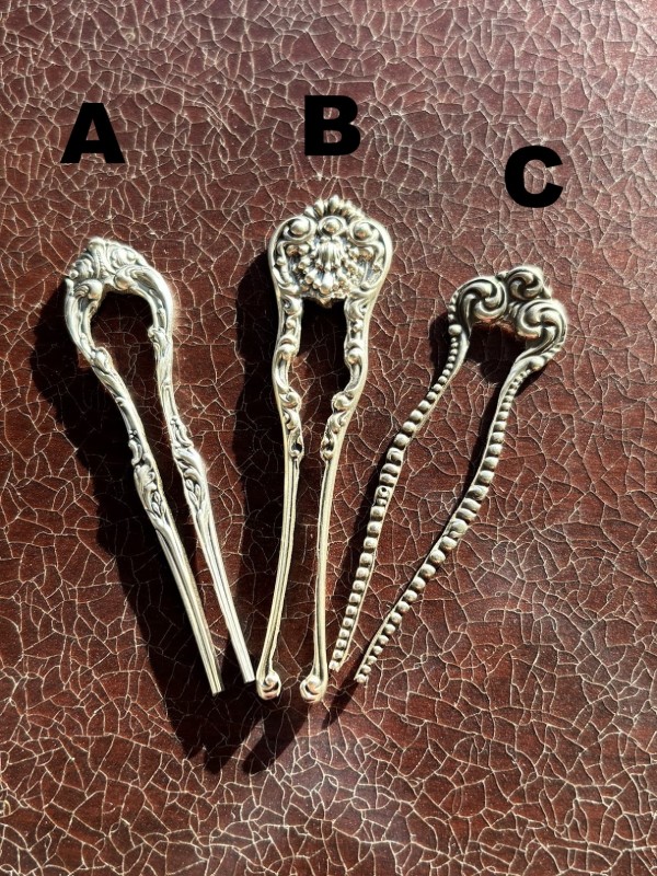 Ornate Sterling Silver Hair Pin Wedding updo "something old" antique