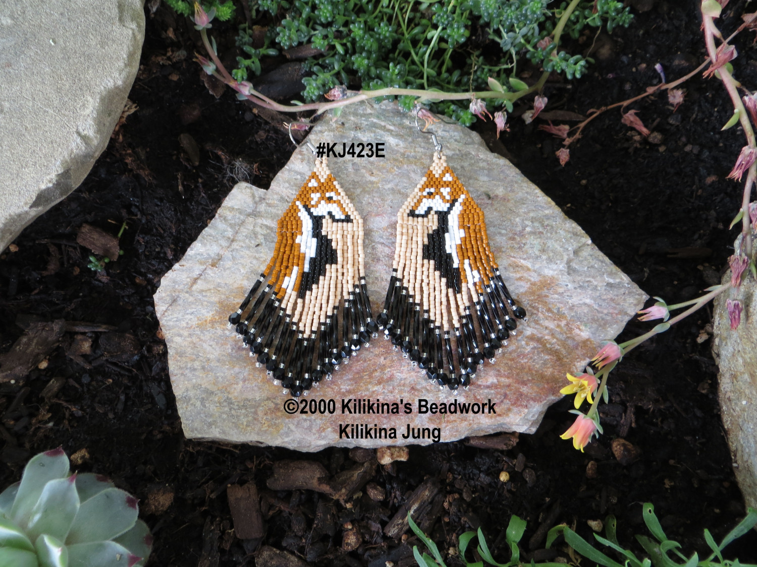 Native American Style Beaded Earrings - Beaded Fox Earrings - Fox Jewelry - Fox Earrings - Made by Kilikina