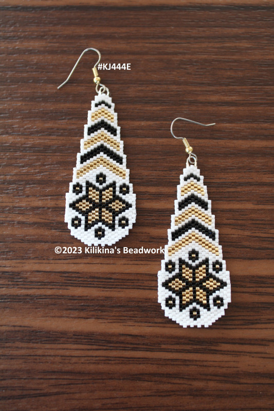 Native American Style Beaded Earrings - Beaded Star Earrings - Beaded Teardrop Earrings - Made by Kilikina