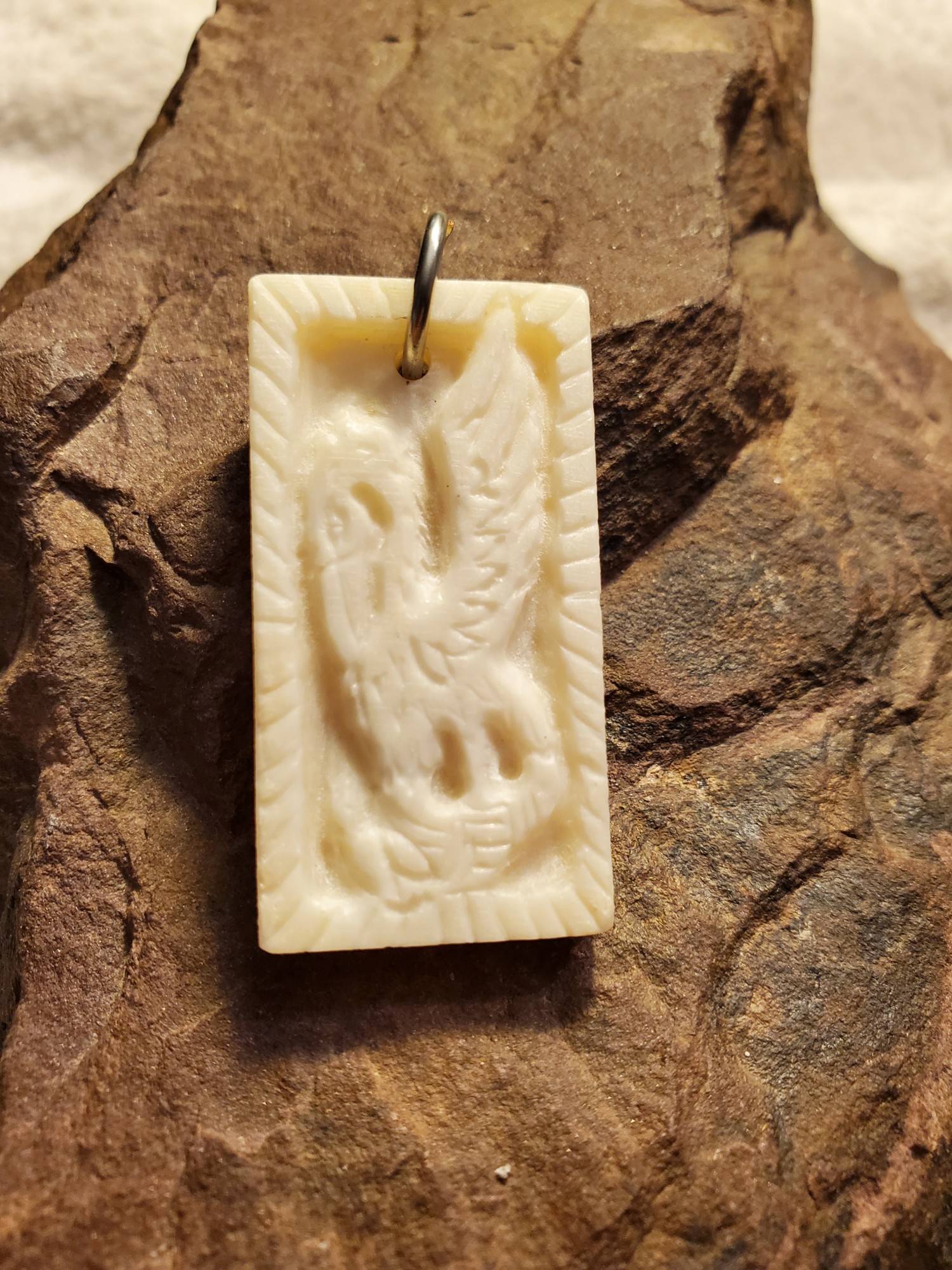 Pelican in her Piety Bone Carved Pendant