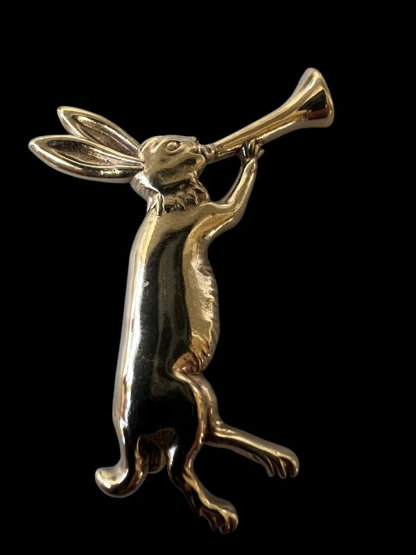 Battle Bunny #MB 1 - 13th century - Hornblower Bunny - Medieval-Style Pin - Bestiary