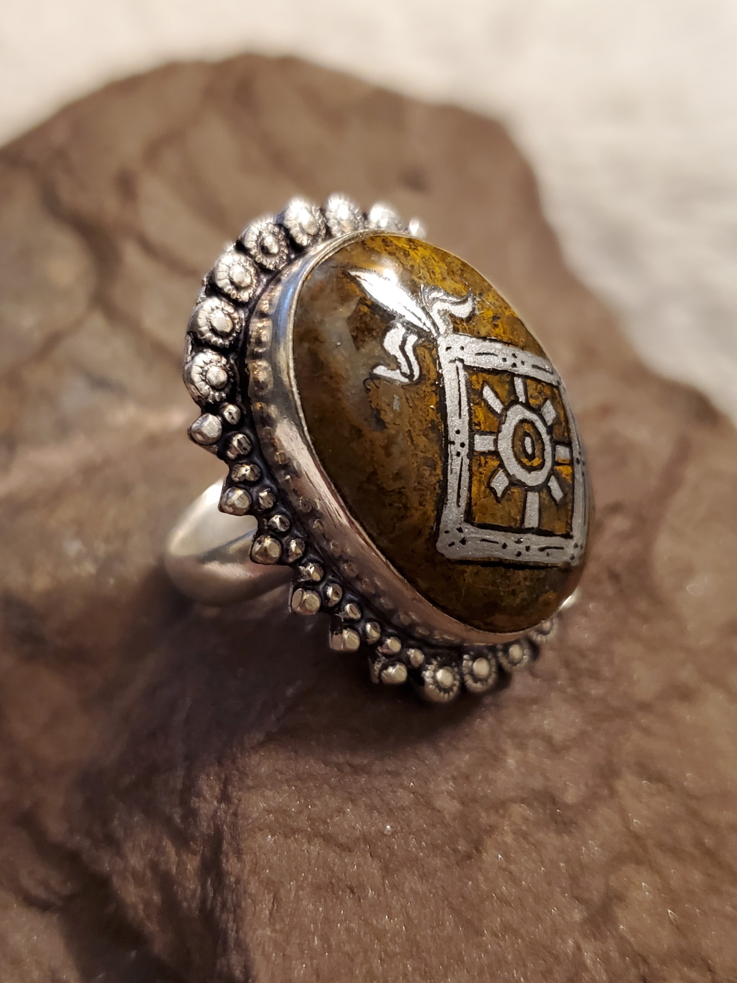 Order of the Mark African Jasper in Sterling Silver Ring size 7.5